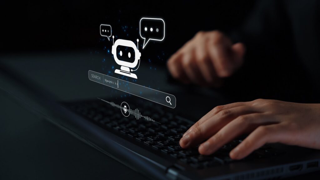 Someone searching online with Artificial Intelligence